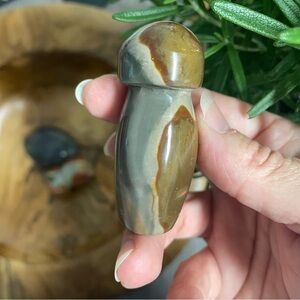 Baby polychrome crystal mushroom Polished Stone Figurine